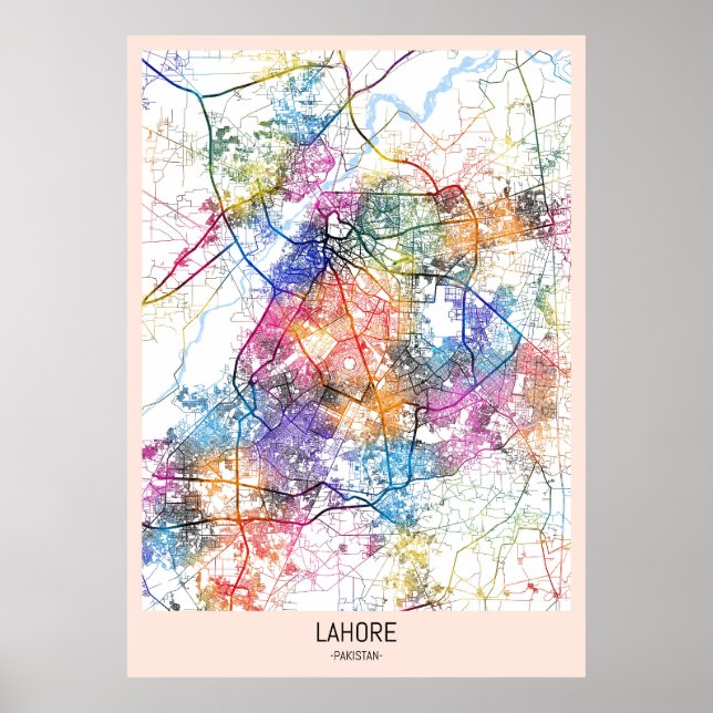 Lahore Pakistan City Map Poster (Front)