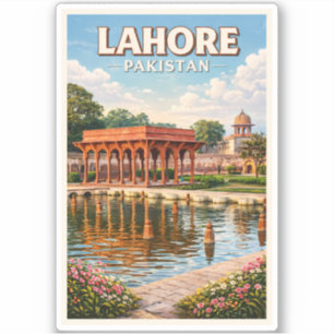 Lahore Pakistan Gardens Illustration Travel Art Sticker