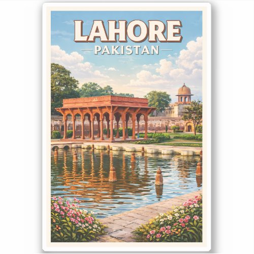 Lahore Pakistan Gardens Illustration Travel Art Sticker