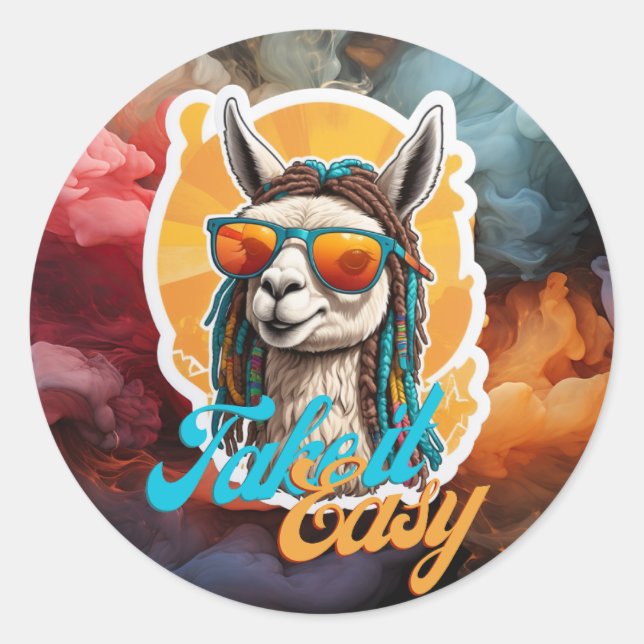 Laid back Llama Classic Round Sticker (Front)