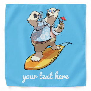 Laid Back Polar Bear Surfer Cartoon With Caption Bandana