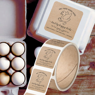 Laid by happy ducks egg carton kraft label