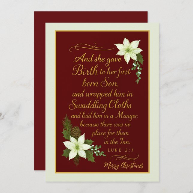 Laid in a Manger – Luke 2:7 Christmas Blessing Holiday Card (Front/Back)