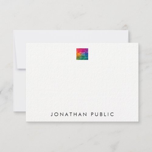 Laid Paper Upload Your Own Logo Here Personalized Note Card
