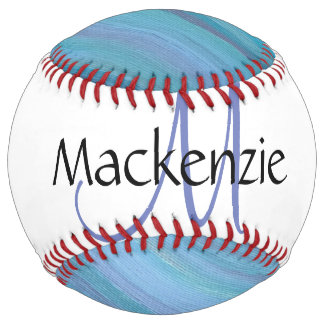 Laidback Blue Turquoise Aqua Teal Stripe Softball