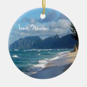 Laie Beach, Hawaii Ceramic Ornament