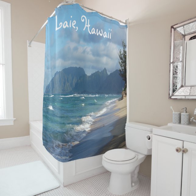 Laie Beach, Hawaii shower curtain (In Situ)