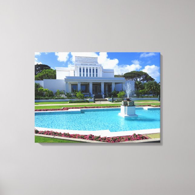 Laie, Hawaii Mormon Temple Canvas Print (Front)