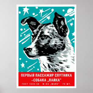 Laika, first space dog — Soviet space poster