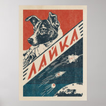 Laika, Soviet space dog — Vintage retro space