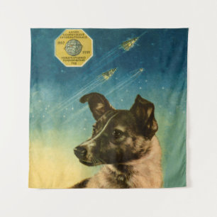 Laika — Soviet vintage space poster Tapestry