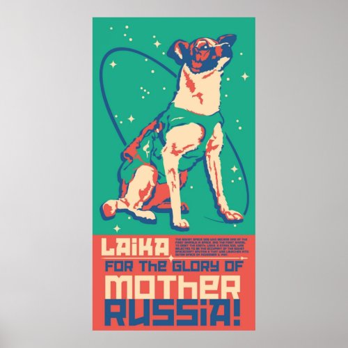 Laika Space Dog Illustration Vector Russian Propag Poster
