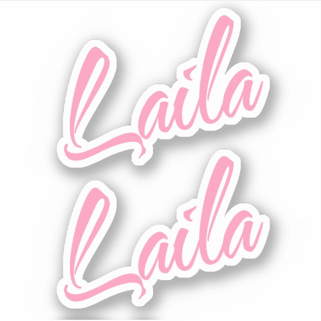 Laila Decorative Name in Pink x2 Sticker (Front)