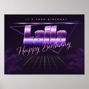 Laila First Name Lila Retro Poster Birthday