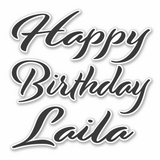 Laila name first name black Sticker birthday (Front)