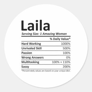 Laila Nutrition Personalized Name Funny Christmas Classic Round Sticker