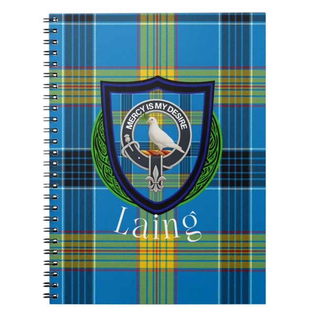 Laing Scottish Clan Tartan & Crest Notebook (Front)