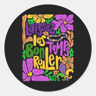 Laissez Les Bon Temps Rouler Mardi Gras Beads Boho Classic Round Sticker