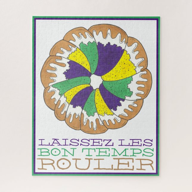 Laissez Les Bon Temps Rouler Mardi Gras King Cake Jigsaw Puzzle (Vertical)