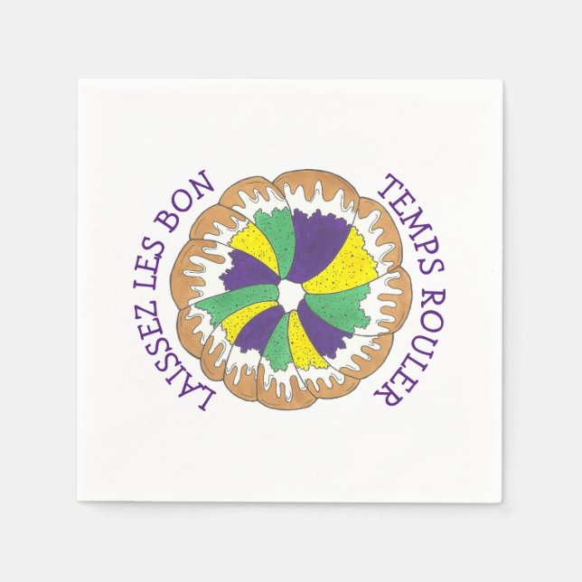 Laissez Les Bon Temps Rouler Mardi Gras King Cake Napkins (Front)