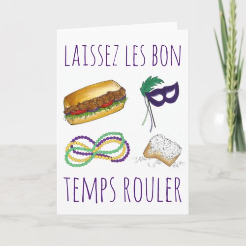 Laissez Les Bon Temps Rouler Mardi Gras NOLA Card