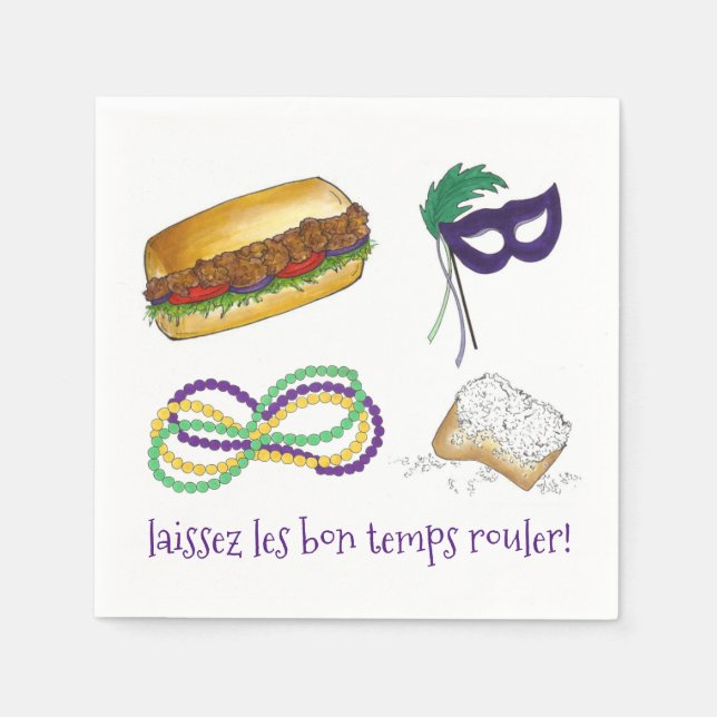 Laissez Les Bon Temps Rouler Mardi Gras NOLA Paper Napkins (Front)