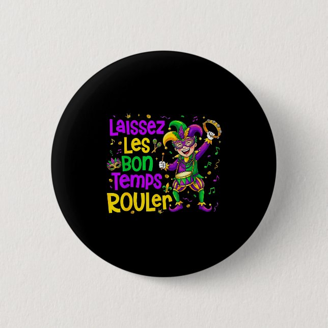 Laissez Les Bon Temps Rouler Matching Mardi Gras P Button (Front)