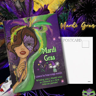 Laissez Les Bons Temps Rouler Fancy Mardi Gras Holiday Postcard