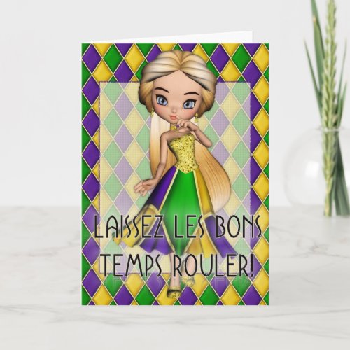 Laissez les Bons Temps Rouler Mardi Gras Card d1