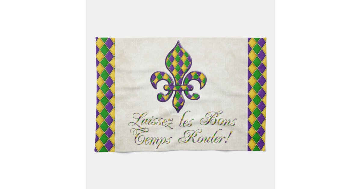 Fleur de lis Christmas Kitchen Towel, Farmhouse Dish Towel