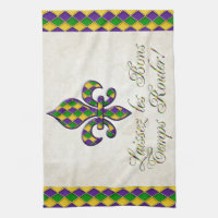 Fleur de lis Christmas Kitchen Towel, Farmhouse Dish Towel