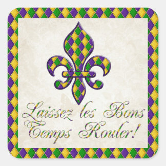 Laissez les Bons Temps Rouler Mardi Gras Fleur d1 Square Sticker