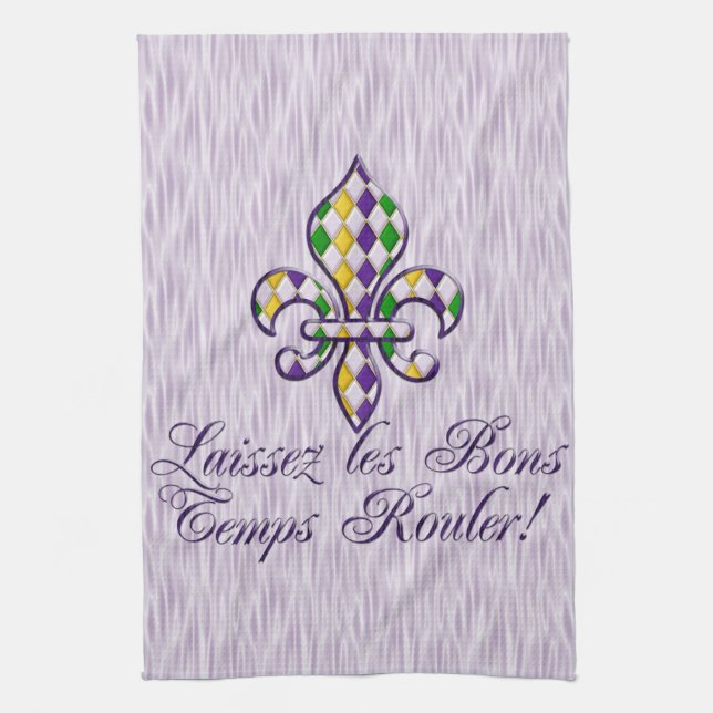 Laissez les Bons Temps Rouler Mardi Gras Fleur d2 Towel (Vertical)