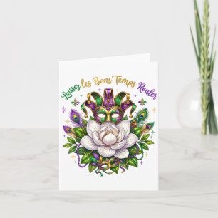 Laissez Les Bons Temps Rouler Mardi Gras Mask Card
