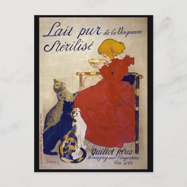 Lait pur stérilisé de la Vingeanne, Steinlen Postcard (Front)