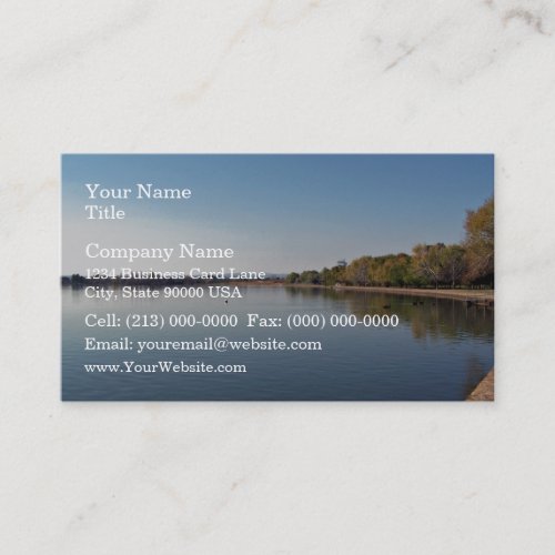 Lake against blue sky business card