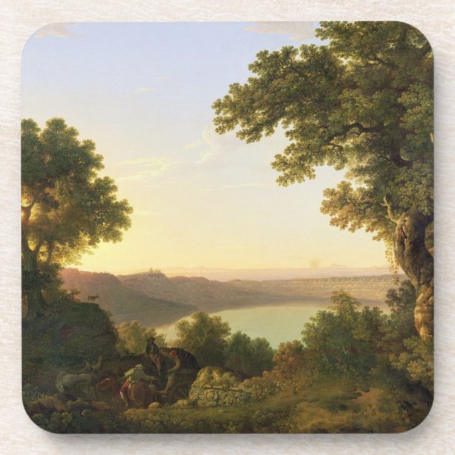 Lake Albano, Italy, 1777 (oil on canvas) Drink Coaster (Front)