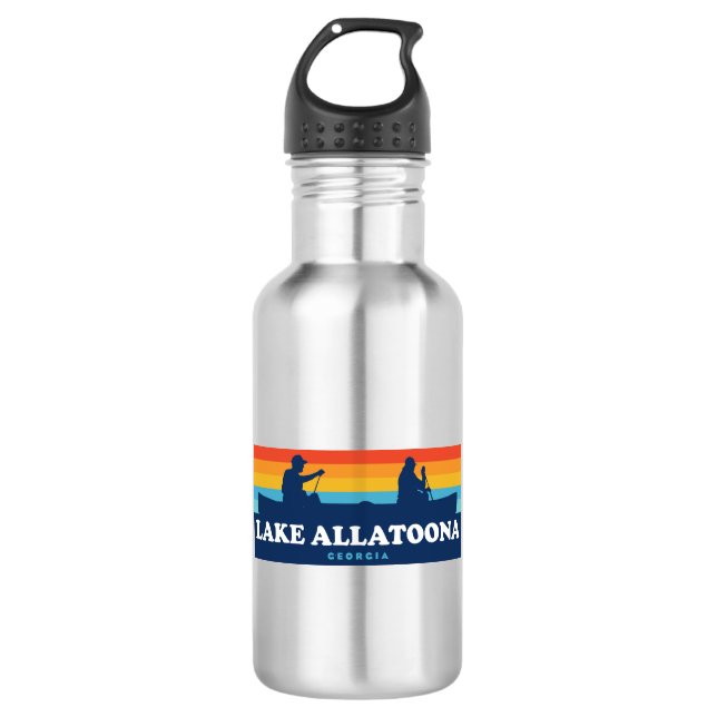 Lake Allatoona Georgia Canoe Stainless Steel Water Bottle (Front)