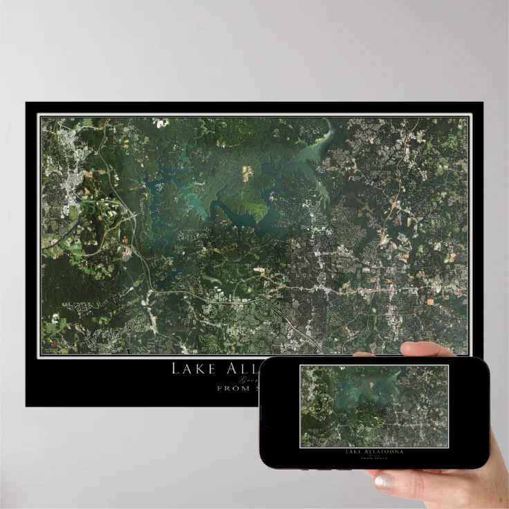 Lake Allatoona Satellite Poster Map Zazzle