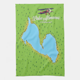 Lake Almanor California USA map Kitchen Towel