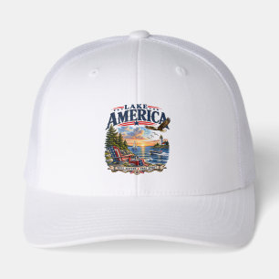 Lake America Sunset Patriotic Eagle