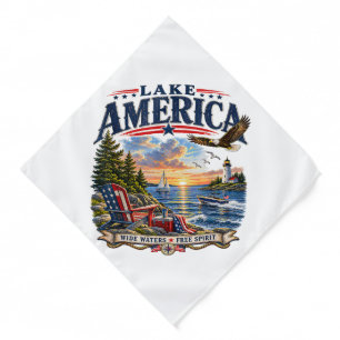 Lake America Sunset Patriotic Eagle Bandana