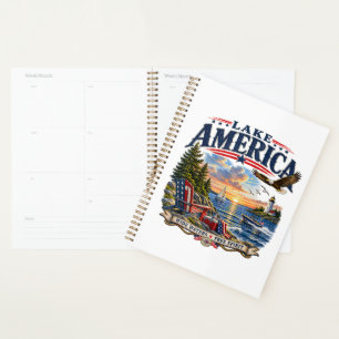 Lake America Sunset Patriotic Eagle Planner