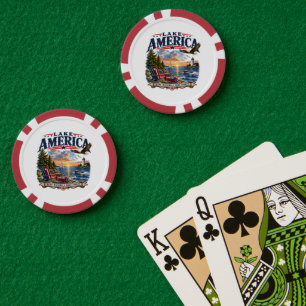 Lake America Sunset Patriotic Eagle Poker Chips