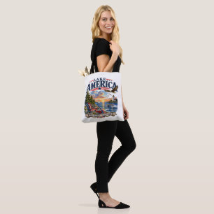 Lake America Sunset Patriotic Eagle Tote Bag