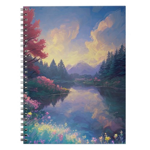 Lake Amidst Captivating Natural Scenery Notebook