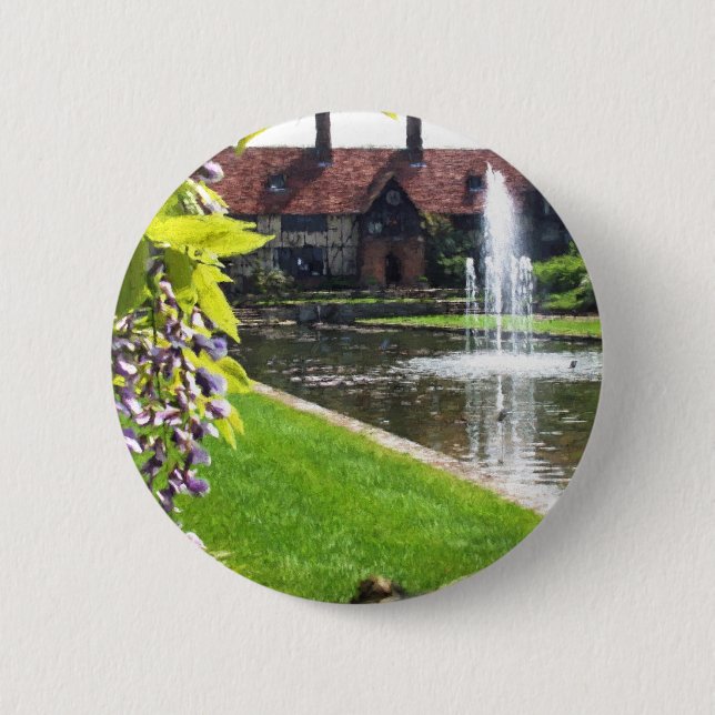 Lake and Fountain at RHS Wisley Pinback Button (Front)