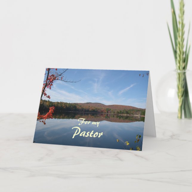 Lake and Hills Fall Pastor Appreciation Thank You Card (Front)