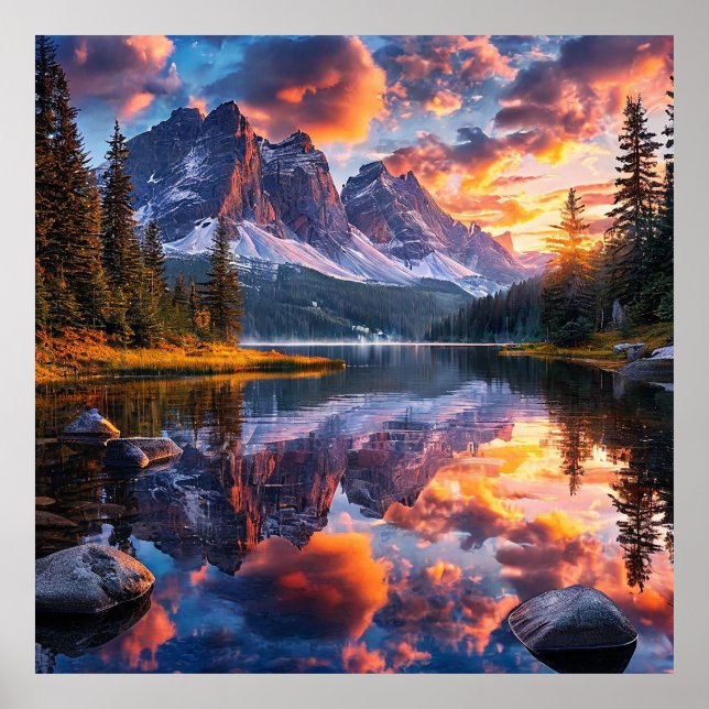 Lake and mountains poster (Front)