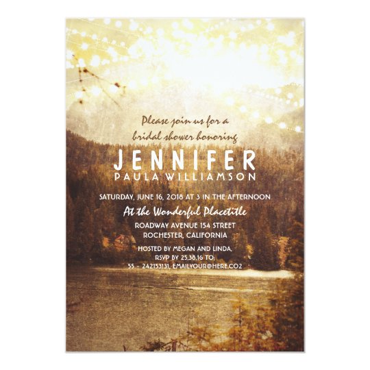 Lake and Mountains Rustic Bridal Shower Invitation